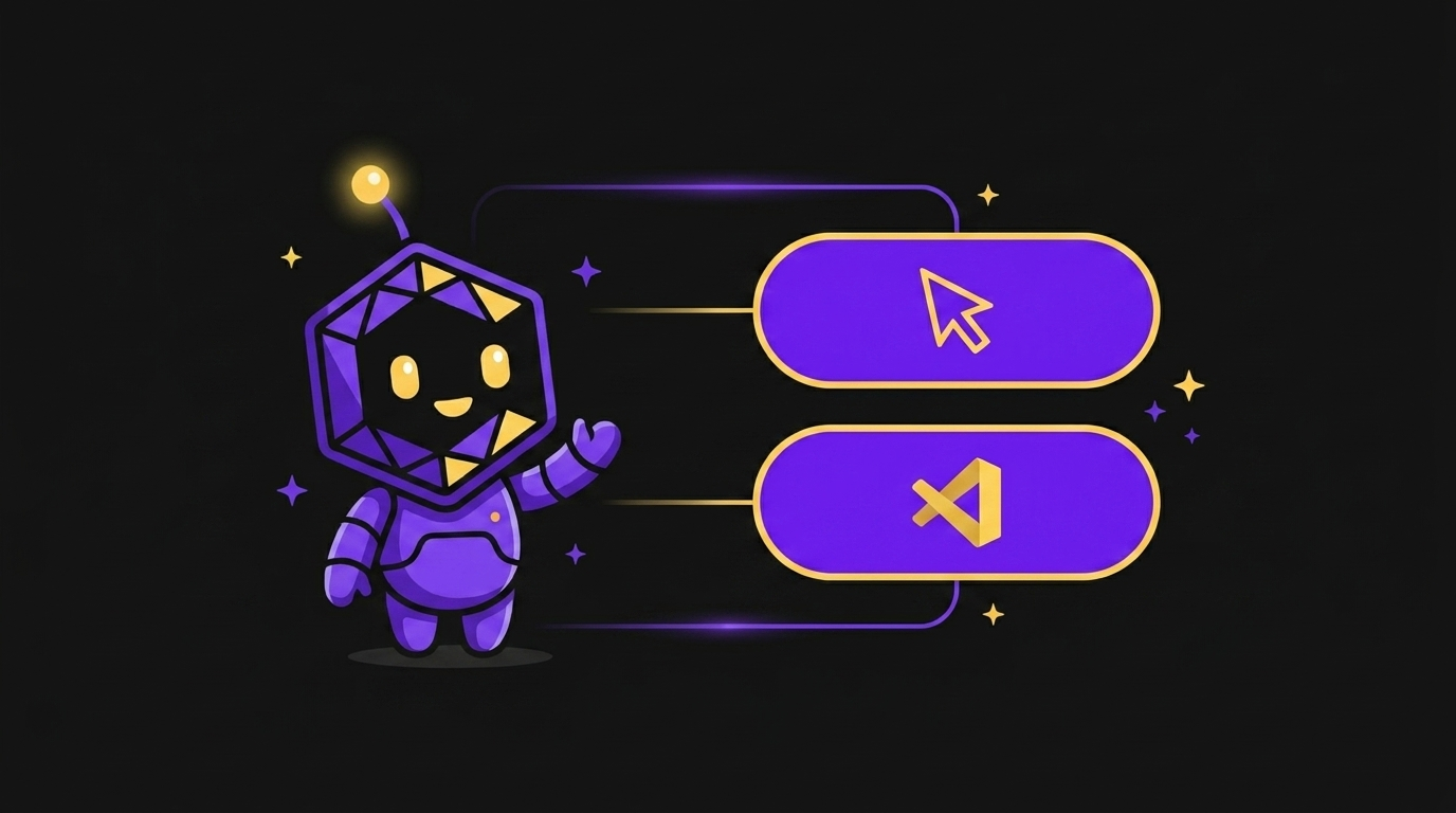 Hex robot mascot beside one-click install options